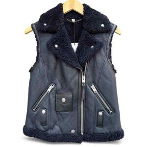Coach NWT Shearling Moto Vest in Dusk - Size 2